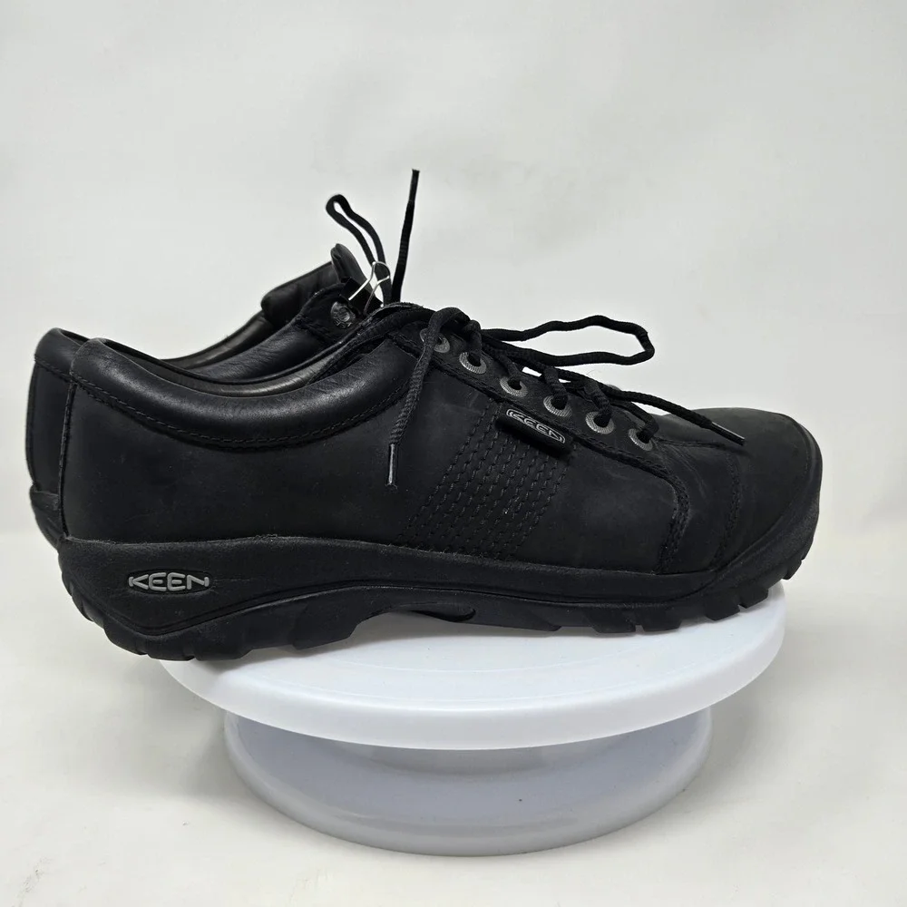 Keen Presidio Black Leather Oxford Walking Shoes Mens Low Top Sneakers